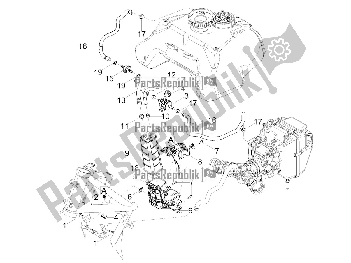 Alle onderdelen voor de Brandstofdampterugwinningssysteem van de Moto-Guzzi V 85 TT Apac 850 2022