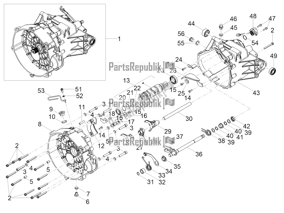 Alle onderdelen voor de Versnellingsbak / Keuzeschakelaar / Schakelnok van de Moto-Guzzi V 85 TT Apac 850 2022
