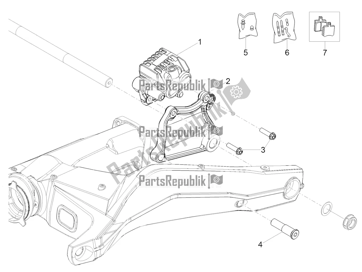 All parts for the Rear Brake Caliper of the Moto-Guzzi V 85 TT Polizia Municipale 850 2021