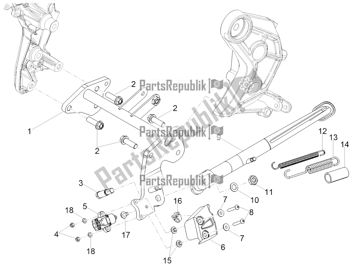 Alle onderdelen voor de Centrale Standaard van de Moto-Guzzi V 85 TT Travel Pack 850 2020
