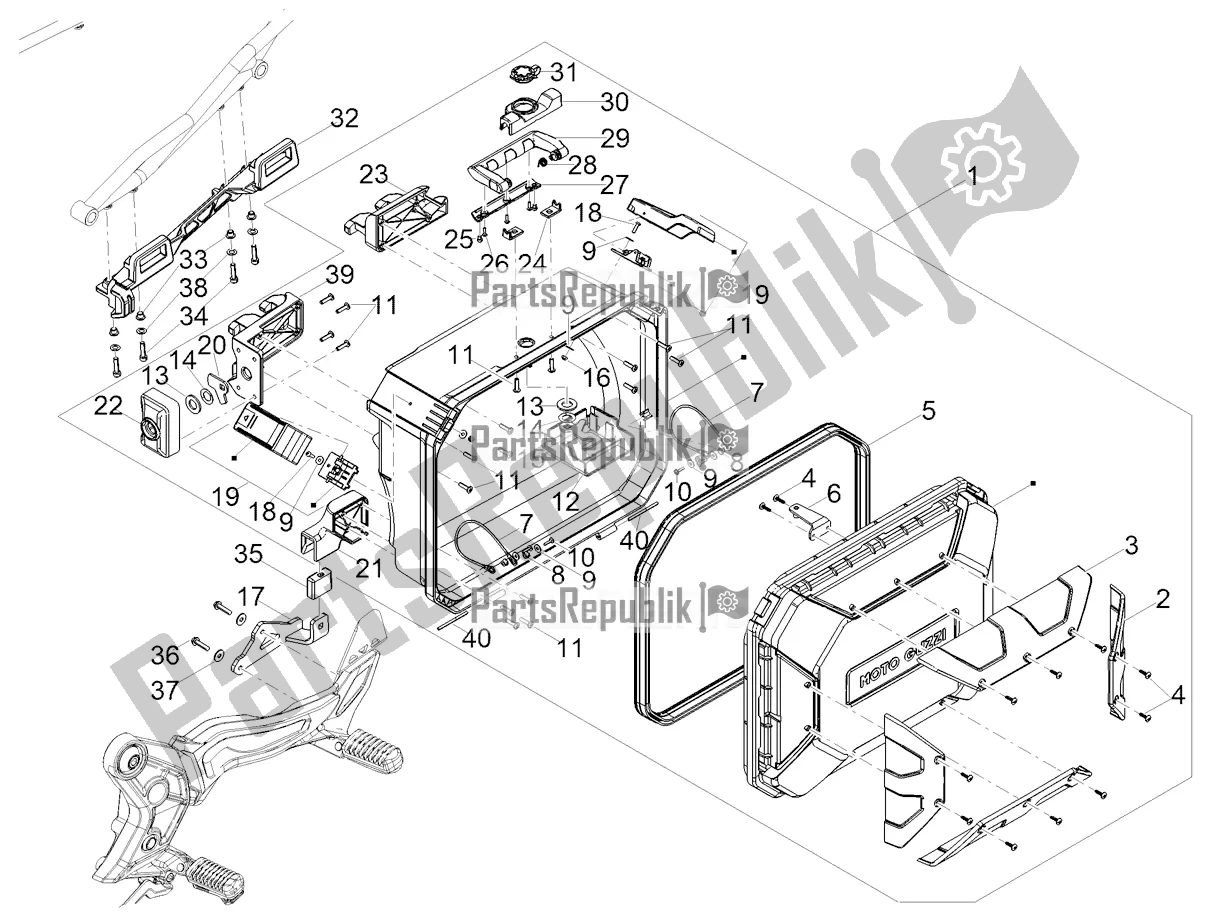 Todas as partes de Lh Trunk do Moto-Guzzi V 85 TT Travel Pack 850 2020