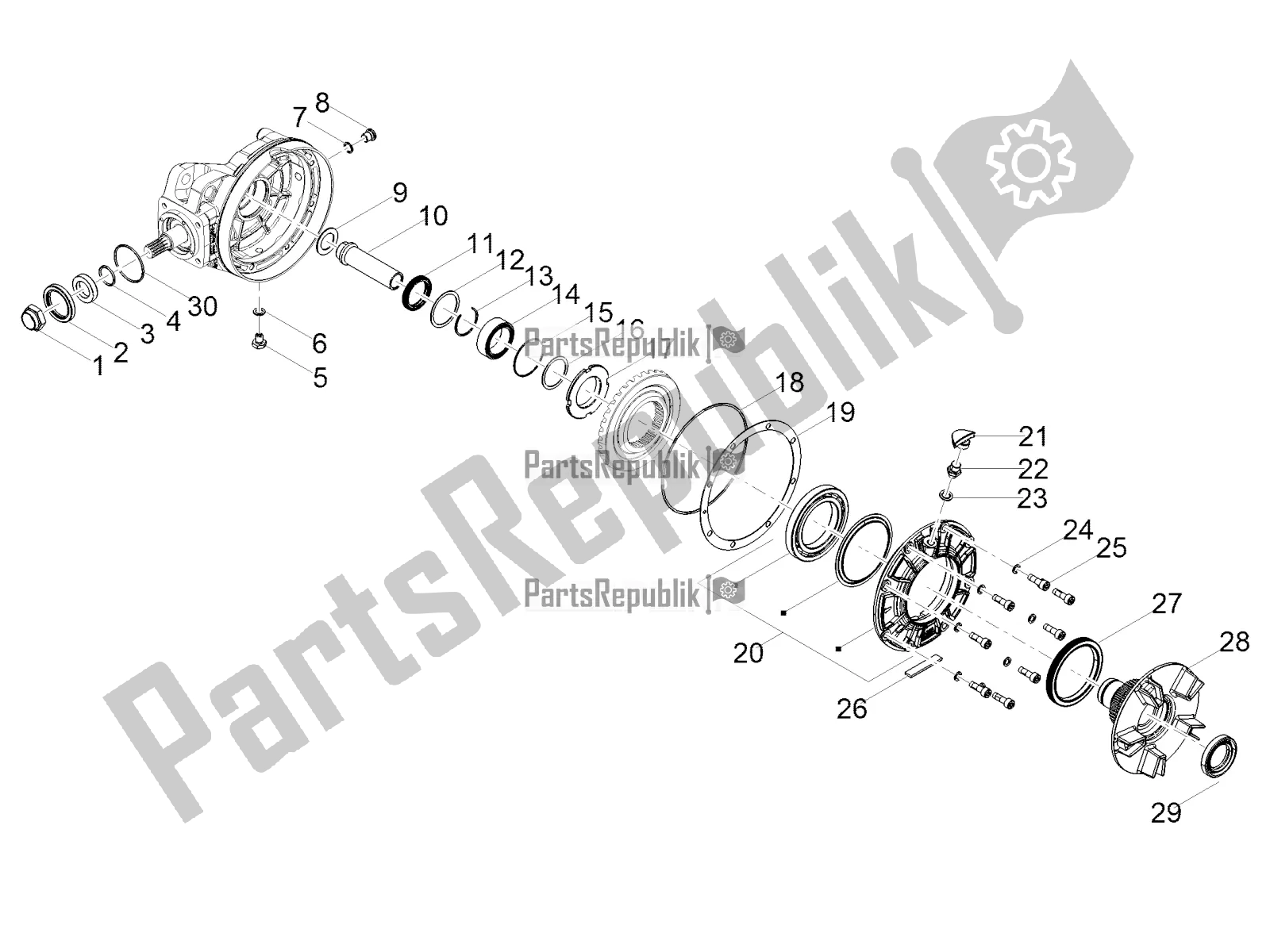 Todas as partes de Transmissão Traseira / Componentes do Moto-Guzzi V 85 TT Travel Pack 850 2020