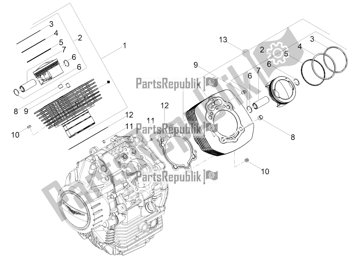 All parts for the Cylinder - Piston of the Moto-Guzzi V 85 TT Travel Pack 850 2022