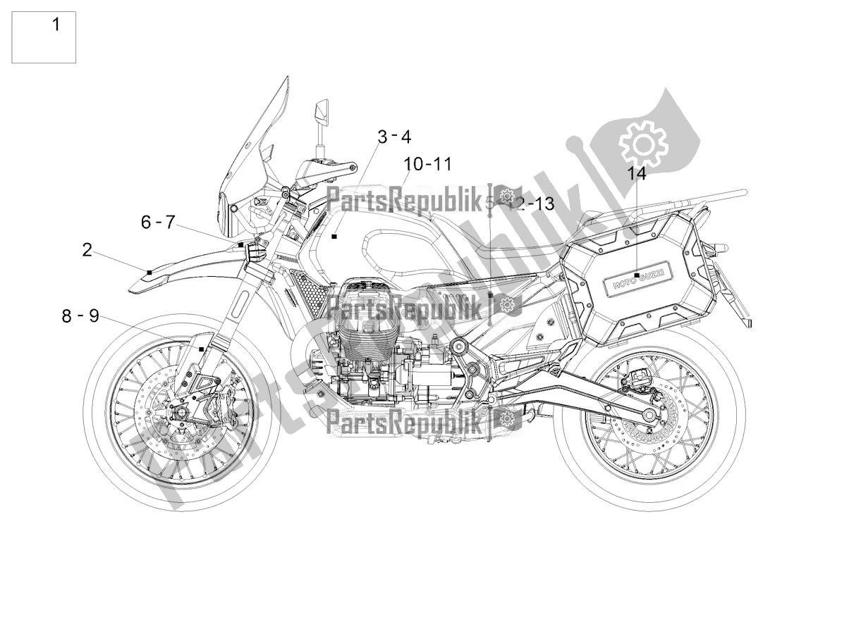 Todas as partes de Decalque do Moto-Guzzi V 85 TT Travel Pack 850 2022