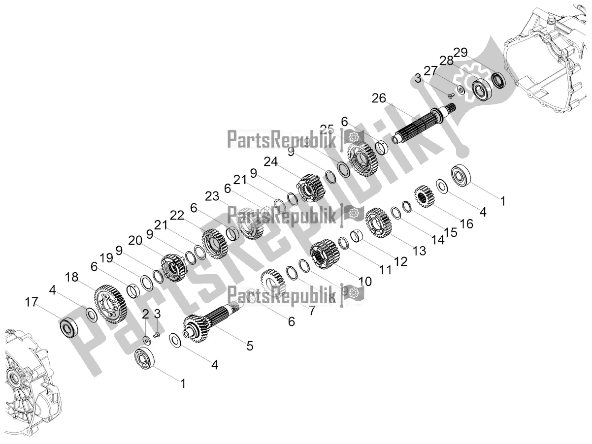 Todas las partes para Caja De Cambios - Conjunto De Engranajes de Moto-Guzzi V 85 TT Travel Pack 850 2022