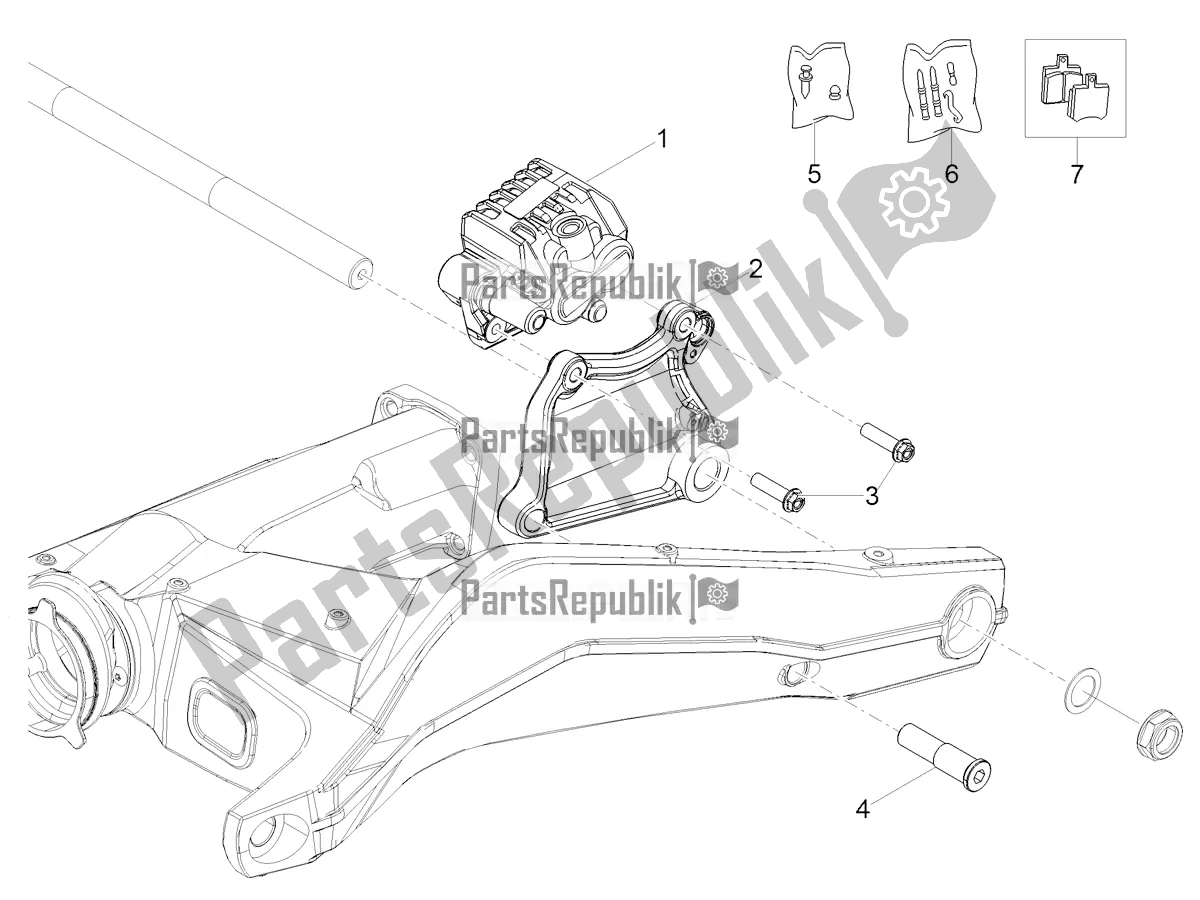 All parts for the Rear Brake Caliper of the Moto-Guzzi V 85 TT Travel Pack 850 2022