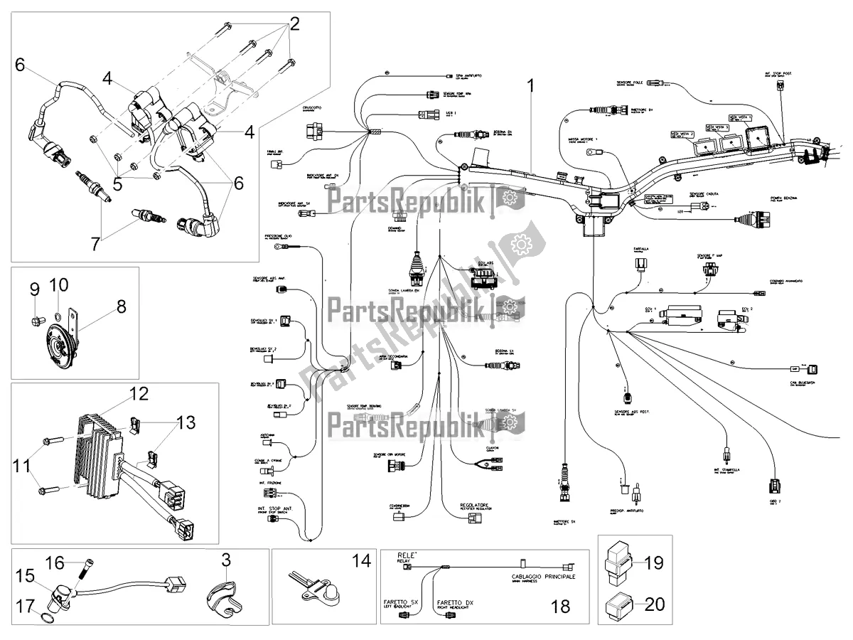 Todas las partes para Sistema Eléctrico Frontal de Moto-Guzzi V 85 TT Travel Pack Apac 850 2020