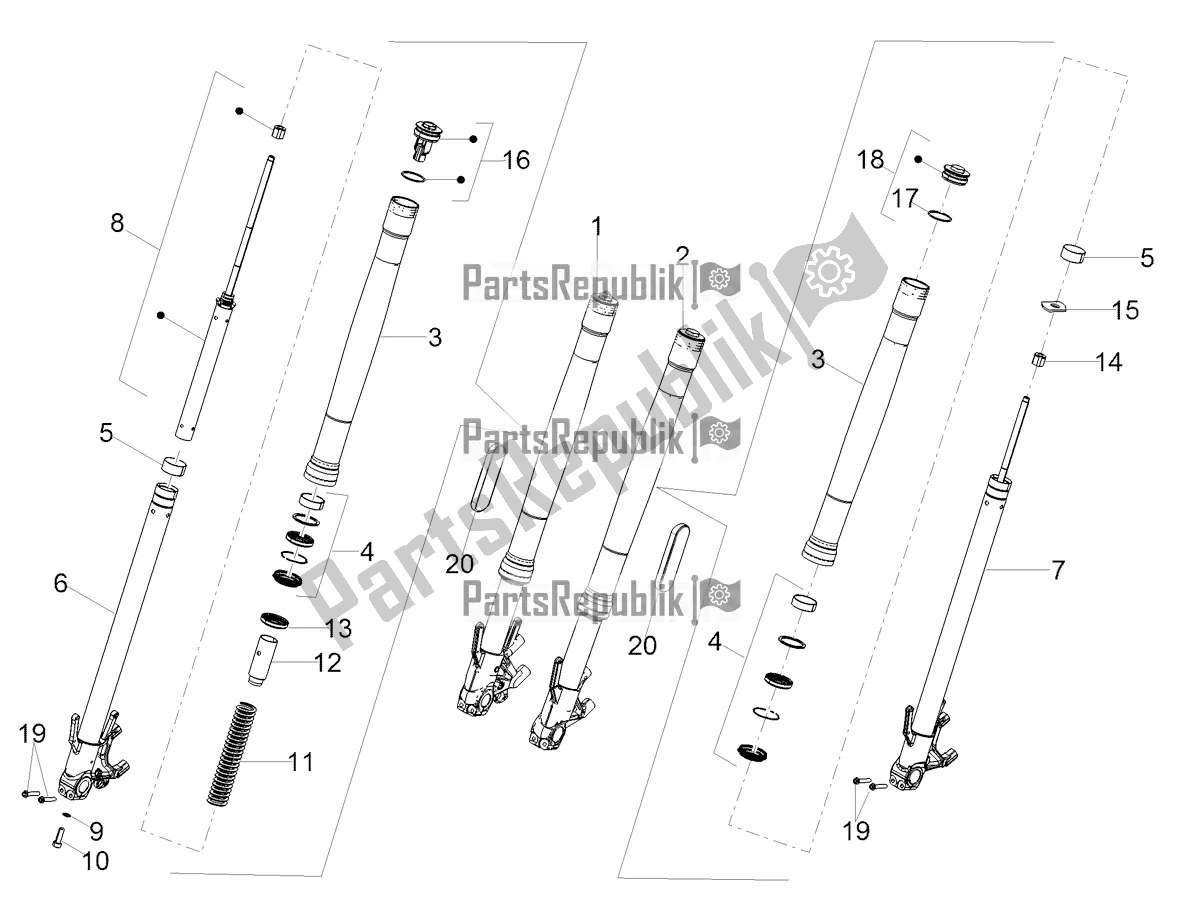 Toutes les pièces pour le Fourche Avant Kayaba du Moto-Guzzi V 85 TT Travel Pack Apac 850 2020