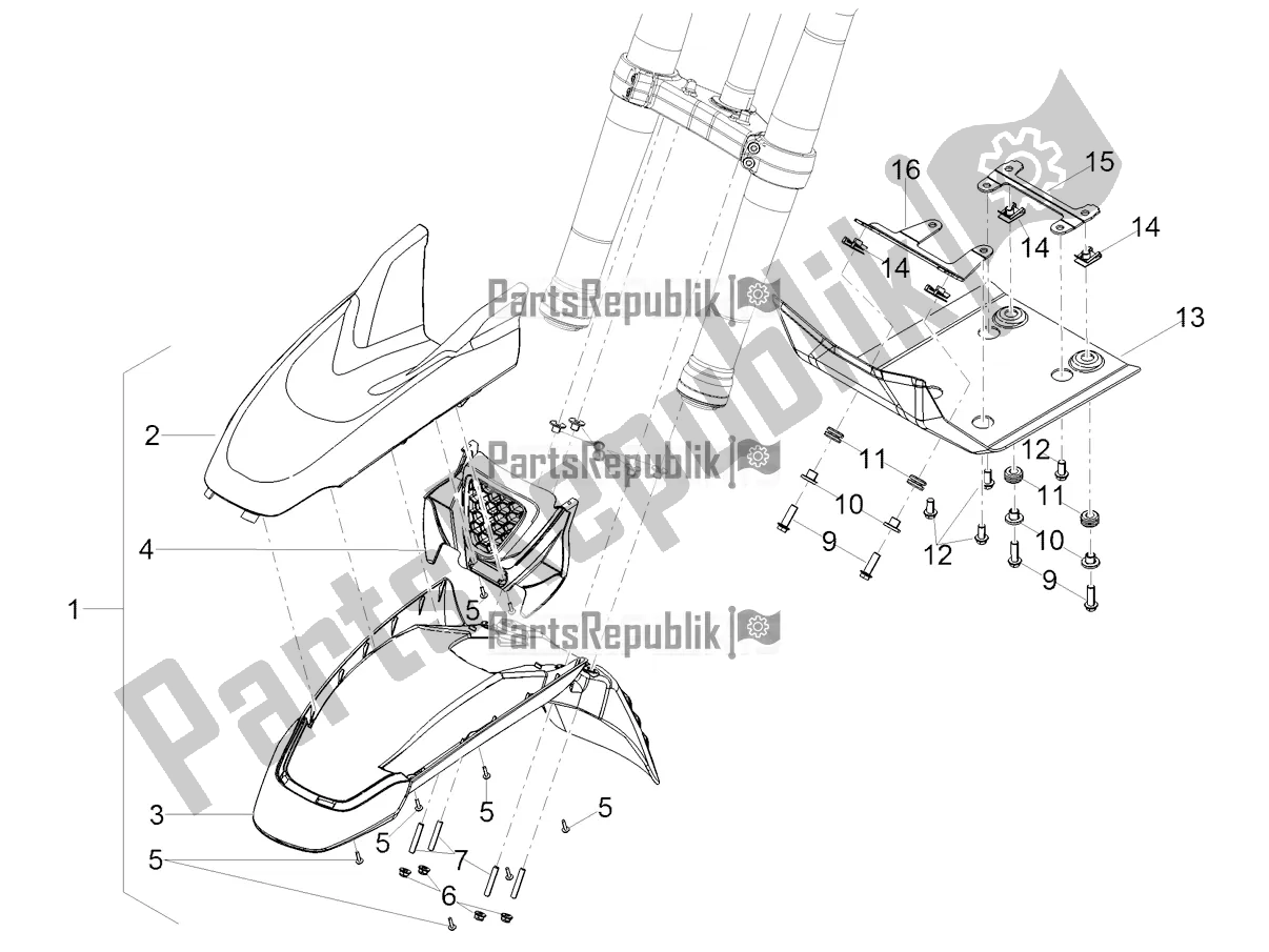 Todas as partes de Pilar-guarda-lamas Dianteiro do Moto-Guzzi V 85 TT Travel Pack Apac 850 2020