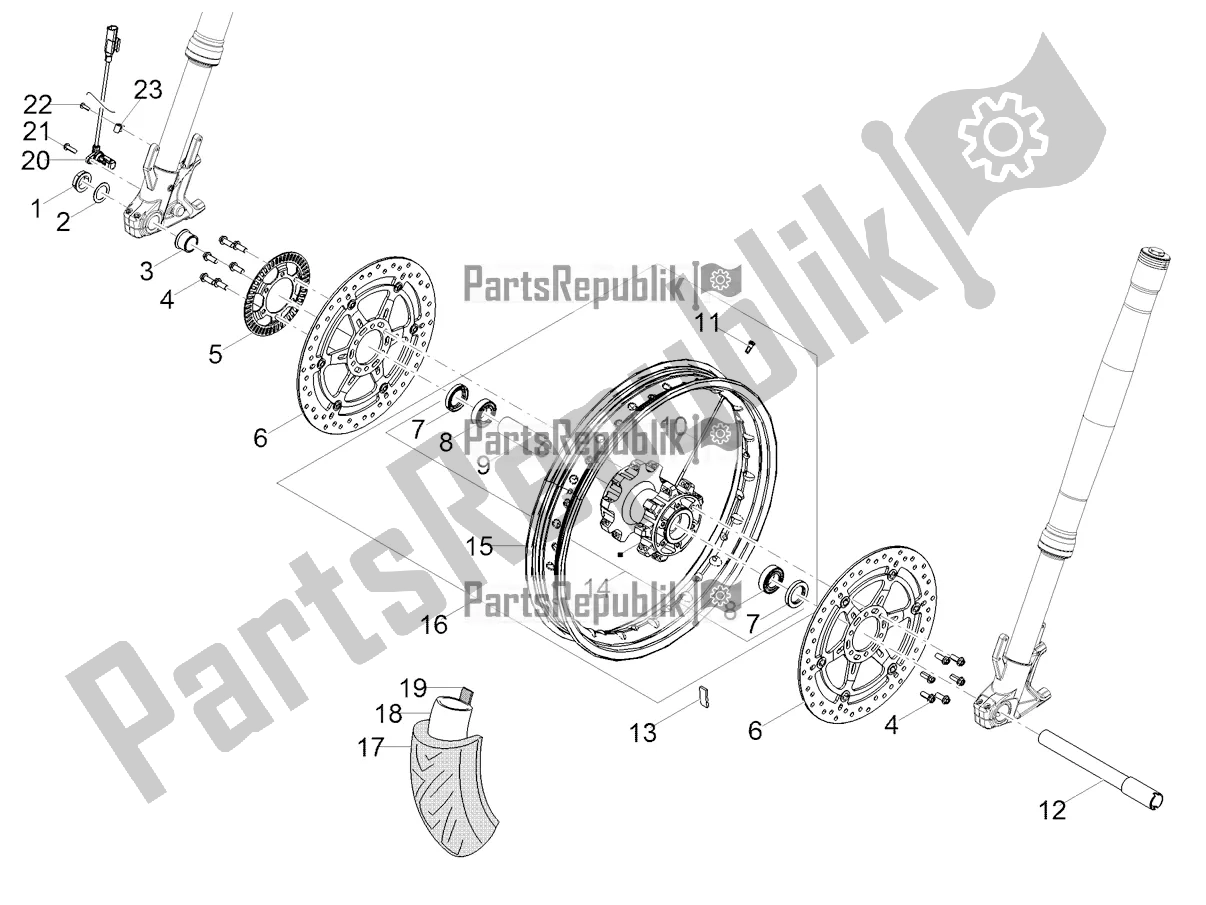 Tutte le parti per il Ruota Anteriore del Moto-Guzzi V 85 TT Travel Pack Apac 850 2020