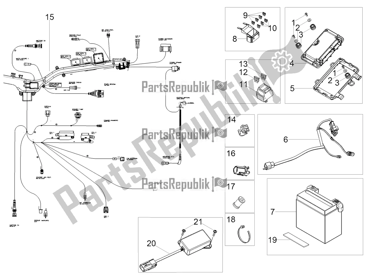 Toutes les pièces pour le Système électrique Arrière du Moto-Guzzi V 85 TT Travel Pack Apac 850 2020