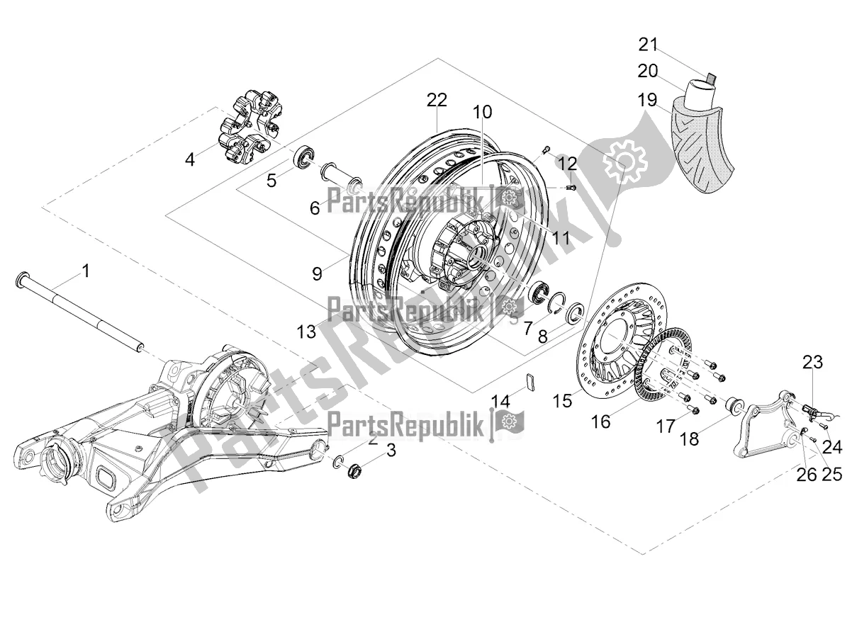 All parts for the Rear Wheel of the Moto-Guzzi V 85 TT Travel Pack Apac 850 2020