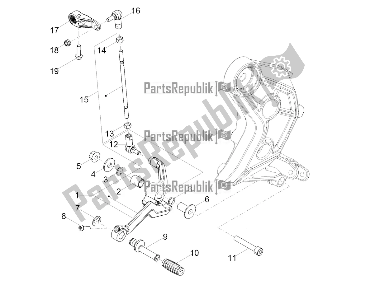 All parts for the Gear Lever of the Moto-Guzzi V 85 TT Travel Pack Apac 850 2022