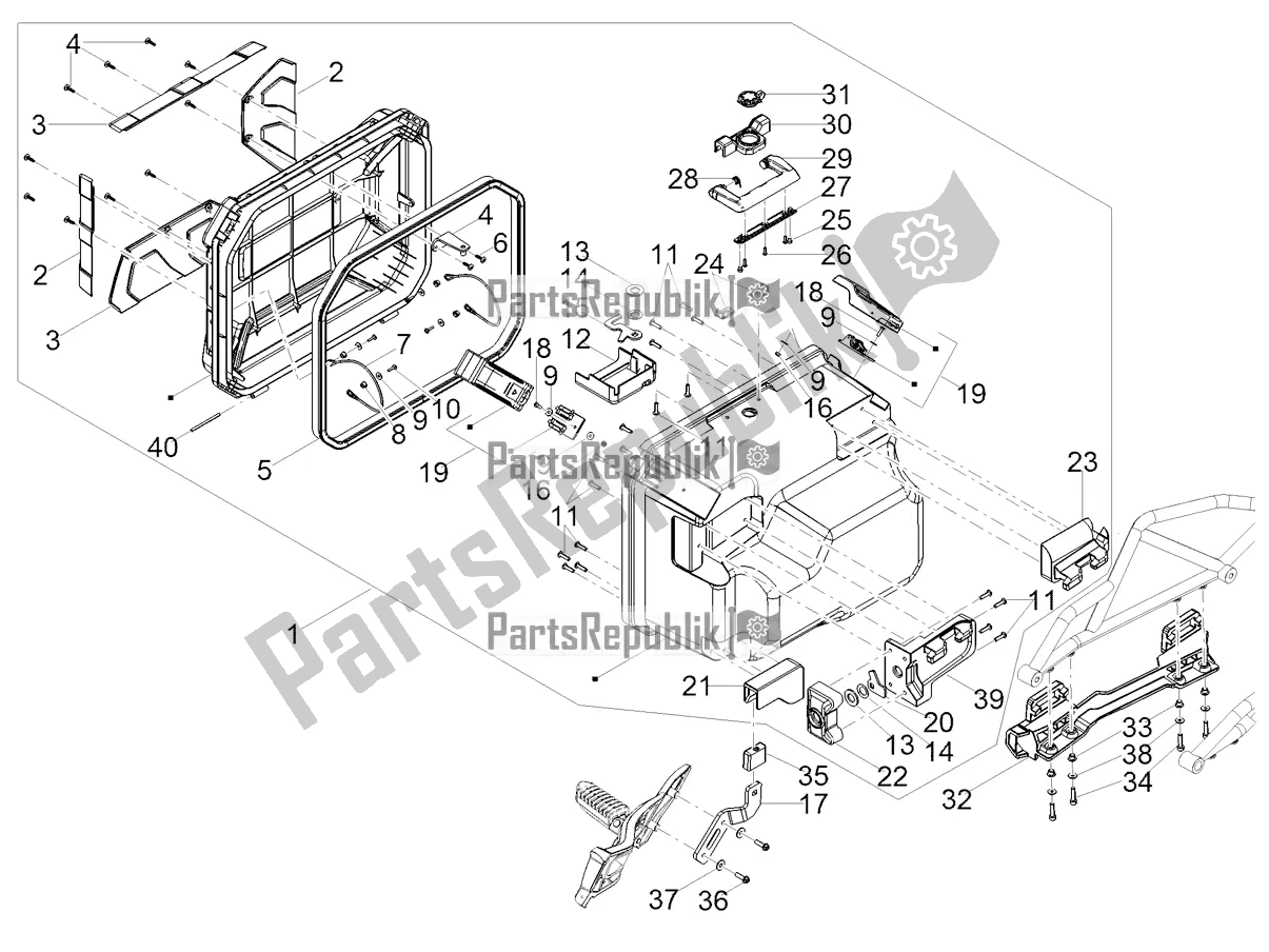 All parts for the Rh Trunk of the Moto-Guzzi V 85 TT Travel Pack Apac 850 2022