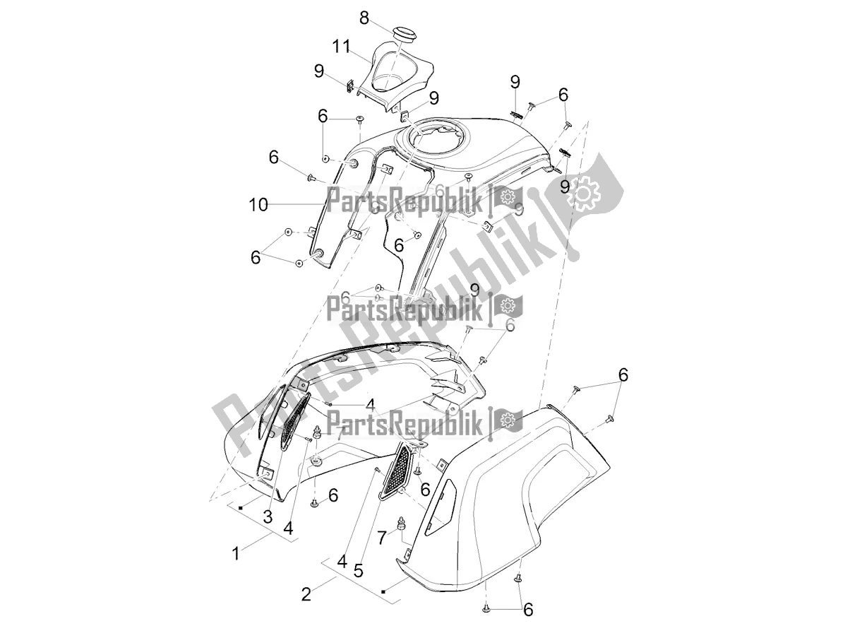 Wszystkie części do Pokrywa Zbiornika Moto-Guzzi V 85 TT Travel Pack Apac 850 2022