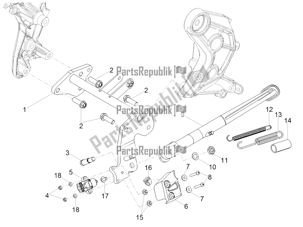 Todas as partes de Suporte Central do Moto-Guzzi V 85 TT Travel Pack USA 850 2020