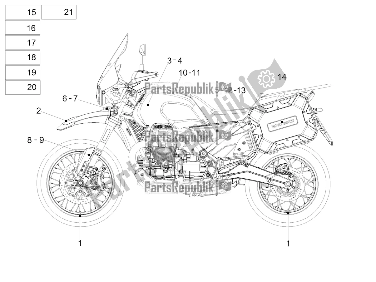 Toutes les pièces pour le Décalque du Moto-Guzzi V 85 TT Travel Pack USA 850 2020