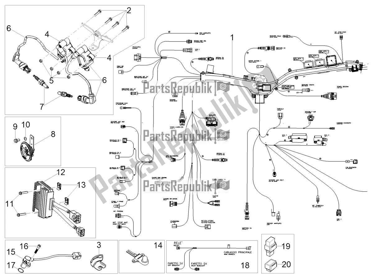 All parts for the Front Electrical System of the Moto-Guzzi V 85 TT Travel Pack USA 850 2020