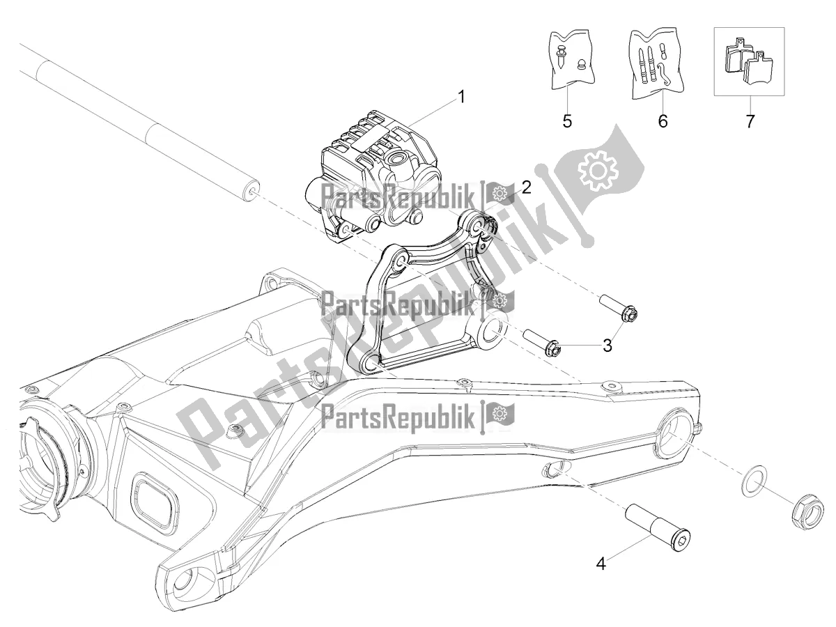 All parts for the Rear Brake Caliper of the Moto-Guzzi V 85 TT Travel Pack USA 850 2020