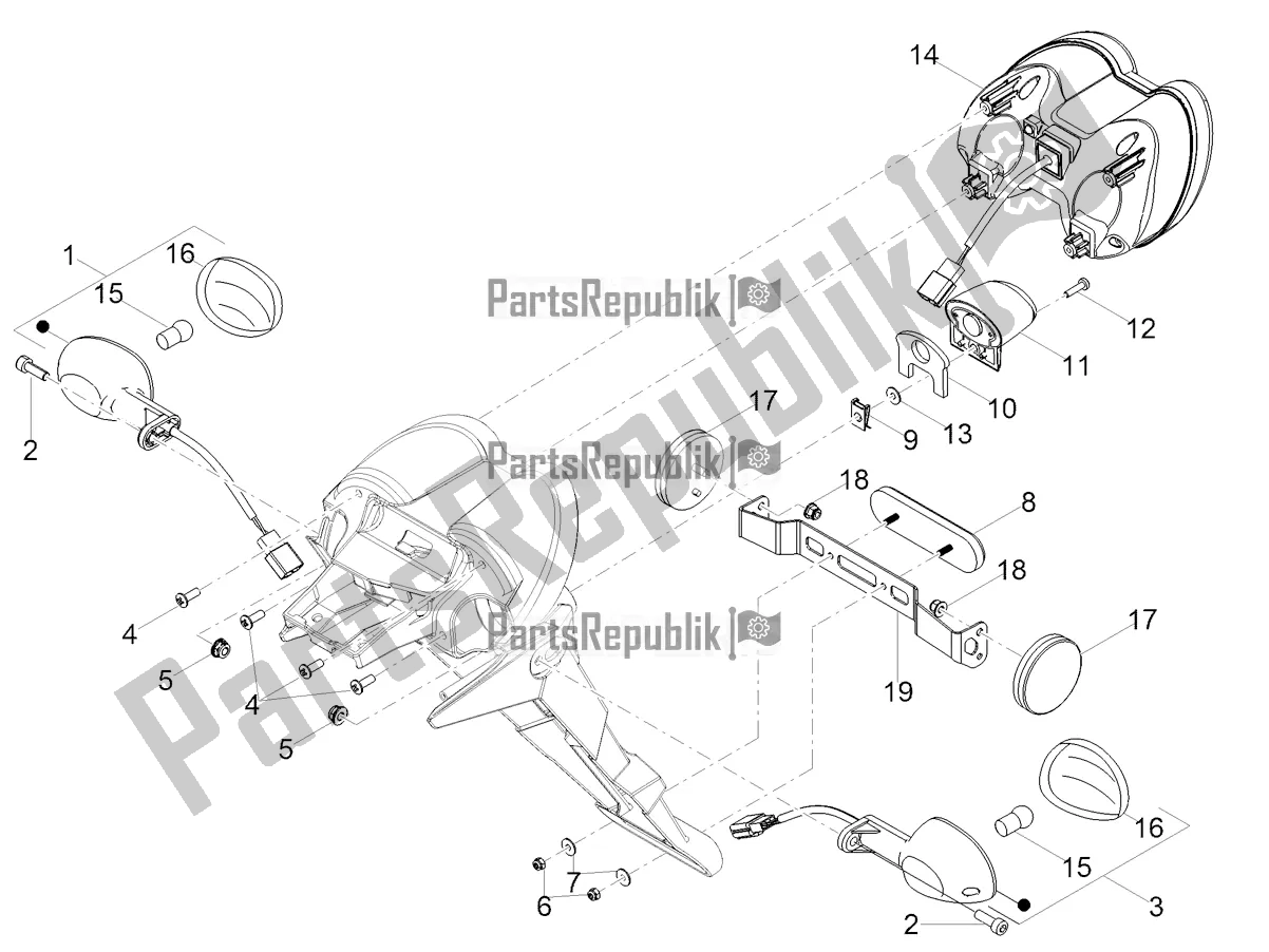 Todas as partes de Luzes Traseiras do Moto-Guzzi V 85 TT Travel Pack USA 850 2020