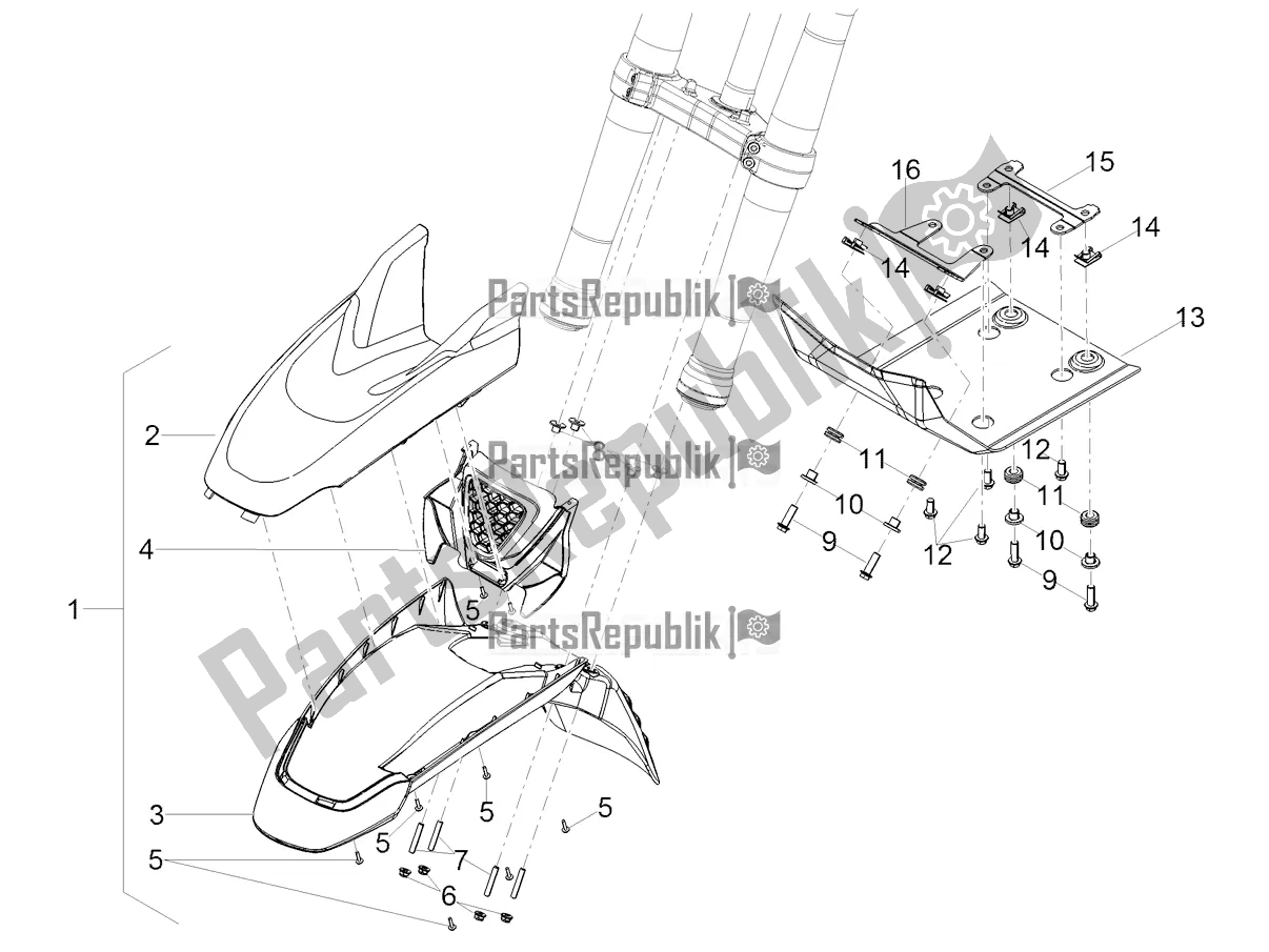 All parts for the Front Mudguard-pillar of the Moto-Guzzi V 85 TT Travel Pack USA 850 2021