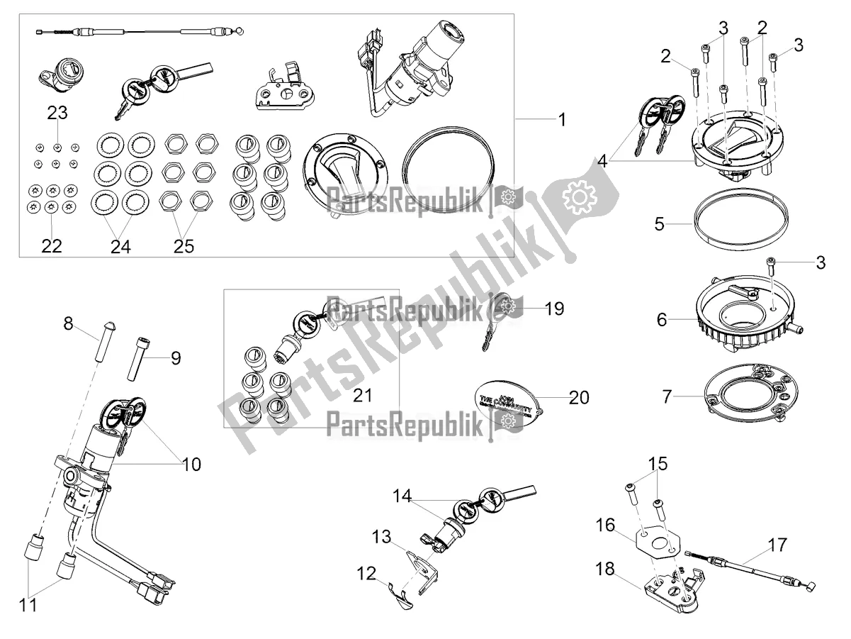 Todas as partes de Fechaduras do Moto-Guzzi V 85 TT Travel Pack USA 850 2021