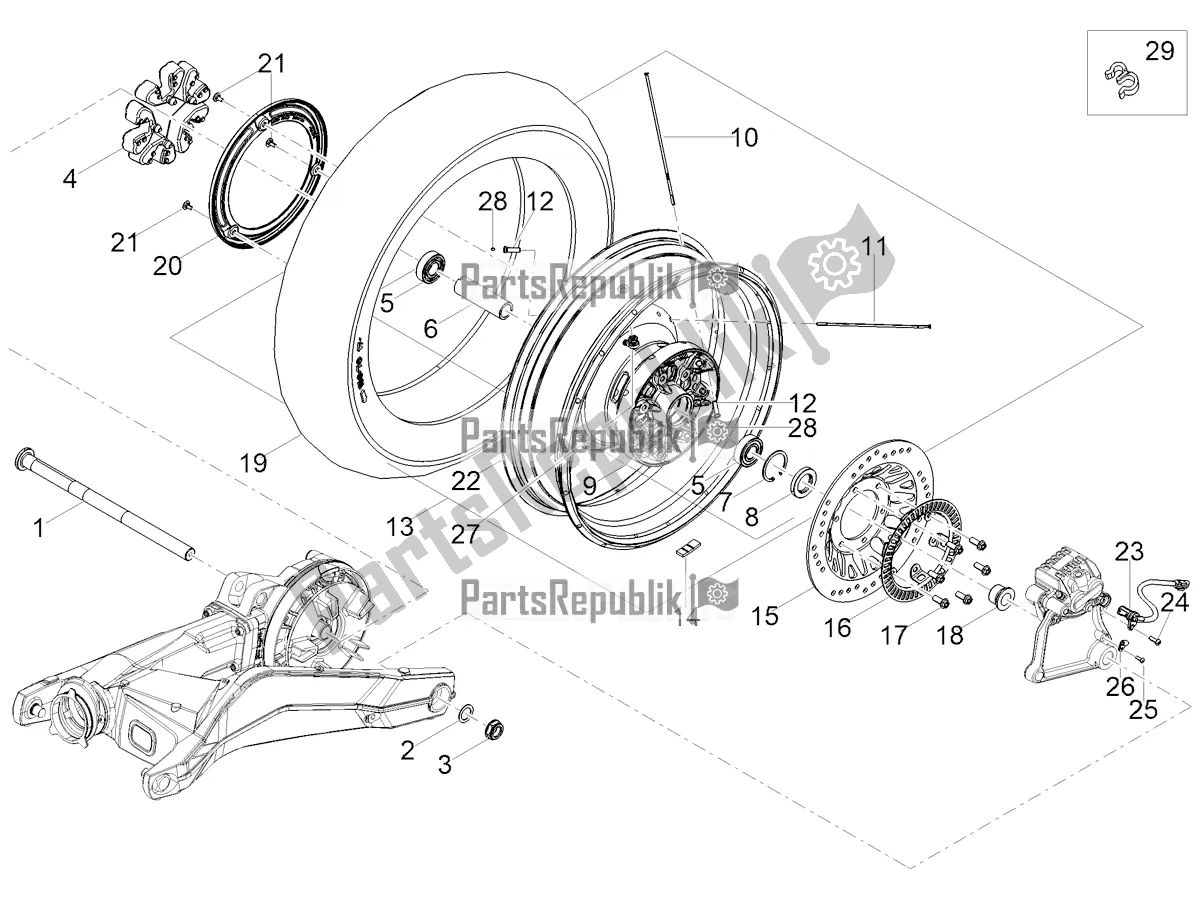 Tutte le parti per il Ruota Posteriore del Moto-Guzzi V 85 TT Travel Pack USA 850 2021