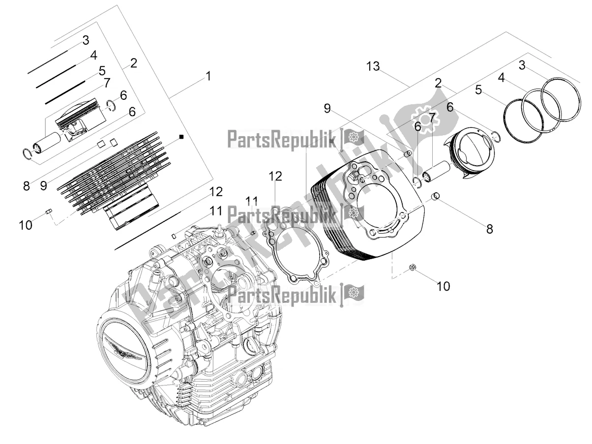 Alle onderdelen voor de Cilinder - Zuiger van de Moto-Guzzi V 85 TT Travel Pack USA 850 2022