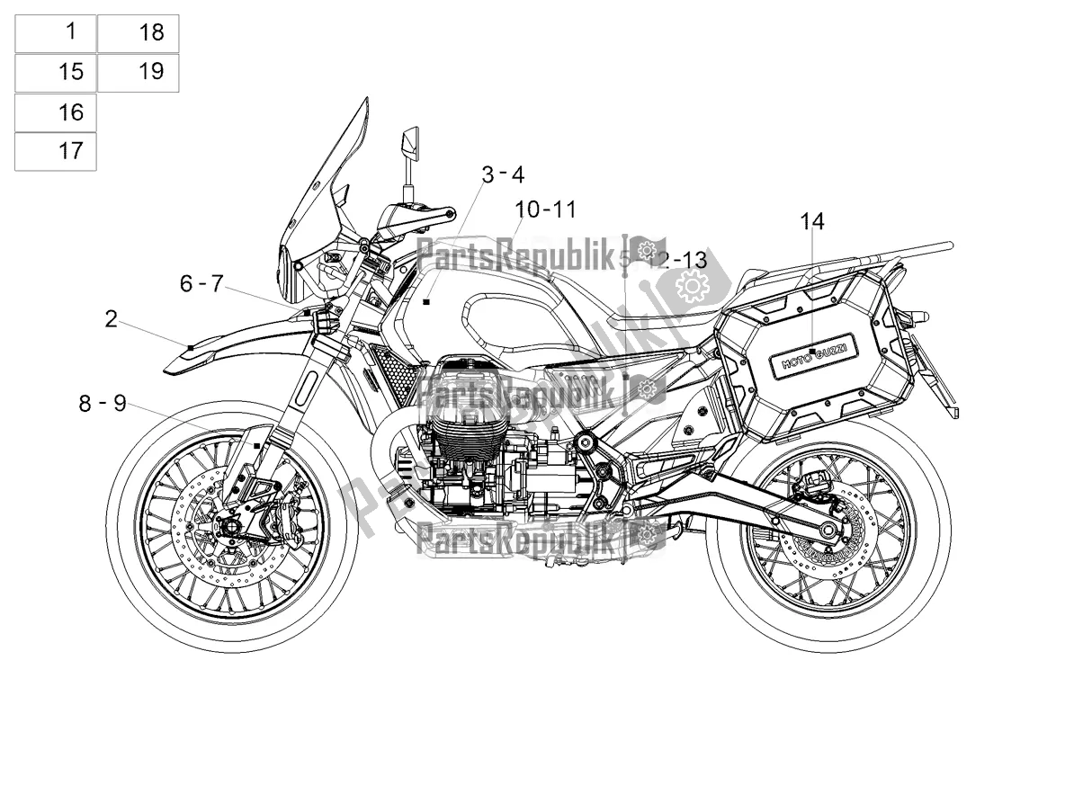 Alle onderdelen voor de Sticker van de Moto-Guzzi V 85 TT Travel Pack USA 850 2022