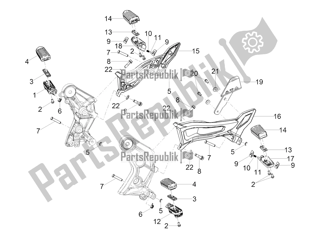 Alle onderdelen voor de Voetsteunen van de Moto-Guzzi V 85 TT Travel Pack USA 850 2022