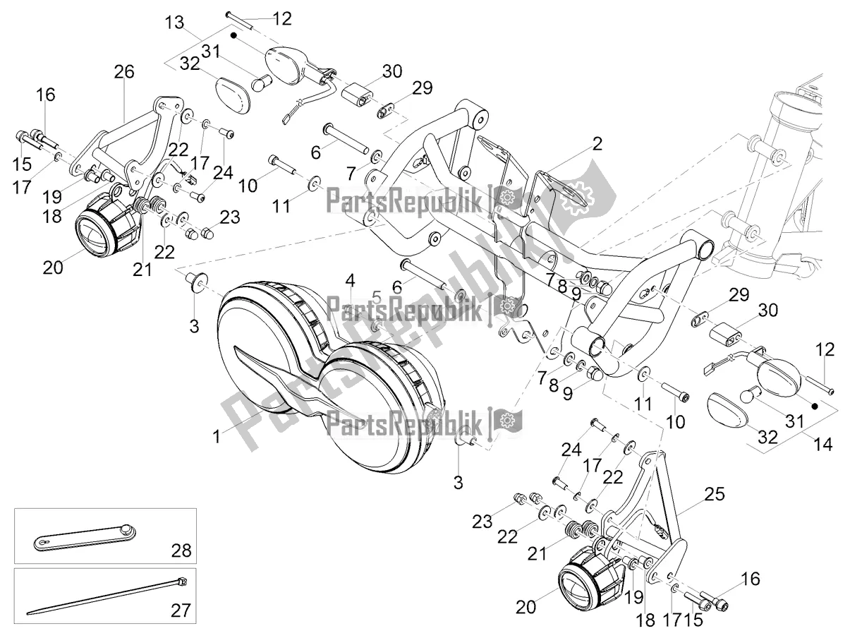 Alle onderdelen voor de Voorlichten van de Moto-Guzzi V 85 TT Travel Pack USA 850 2022