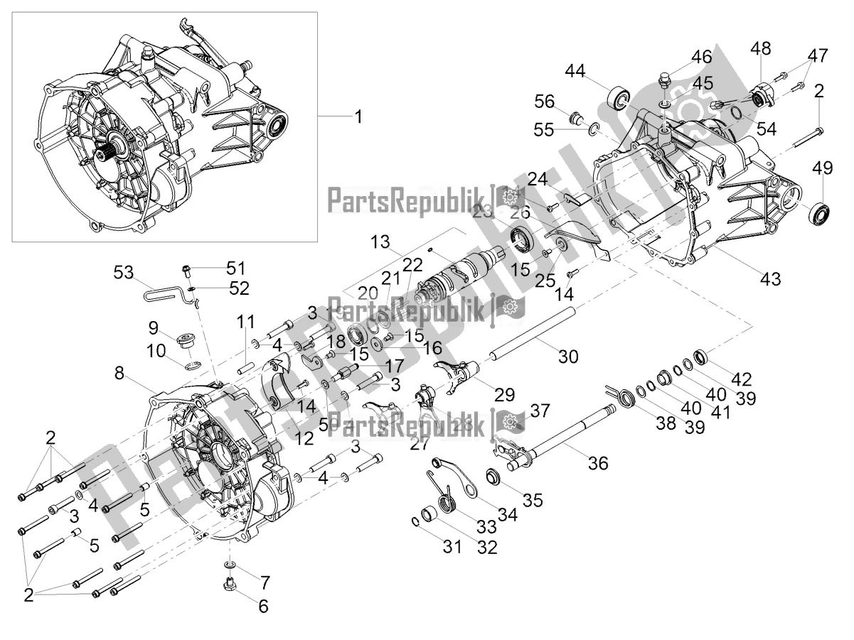 Alle onderdelen voor de Versnellingsbak / Keuzeschakelaar / Schakelnok van de Moto-Guzzi V 85 TT Travel Pack USA 850 2022