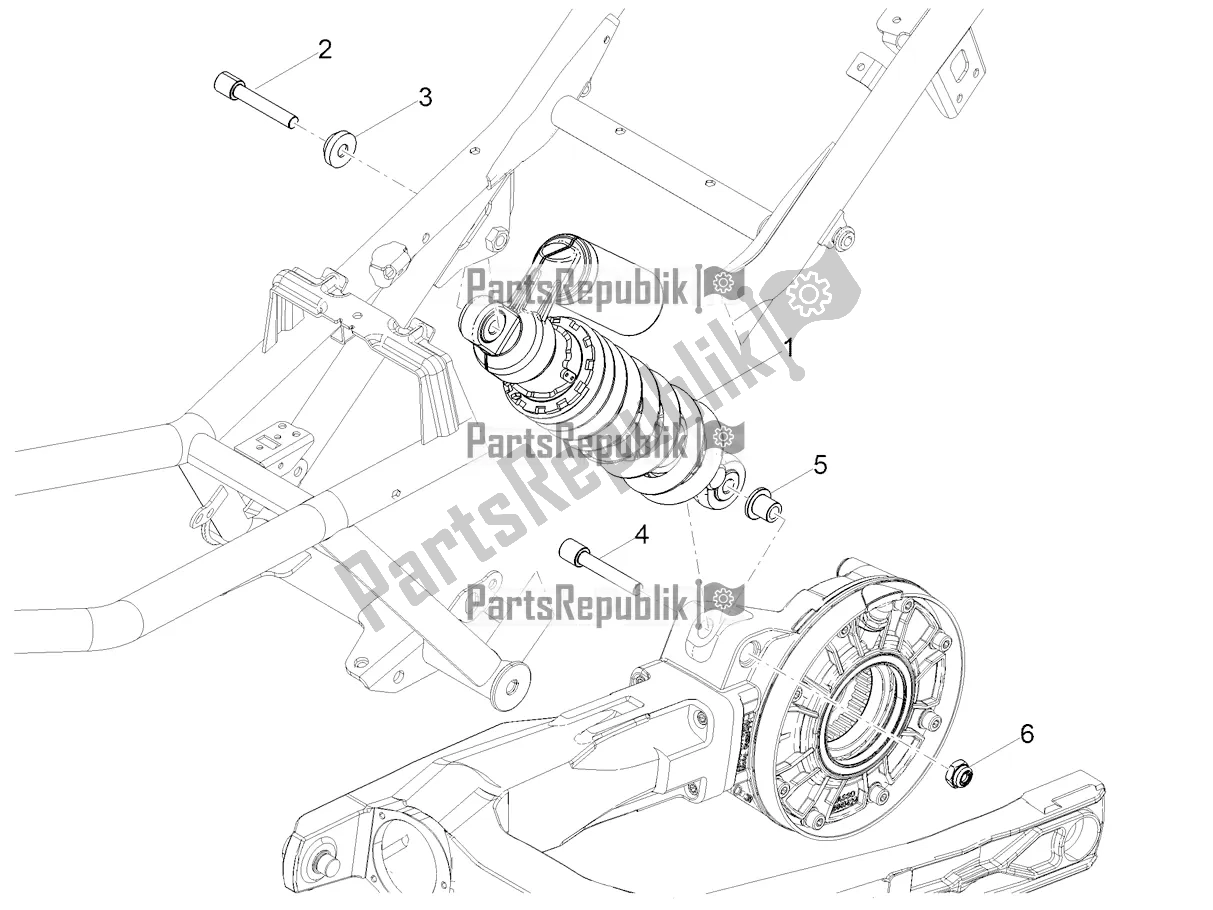 All parts for the Shock Absorber of the Moto-Guzzi V 85 TT Travel Pack USA 850 2022