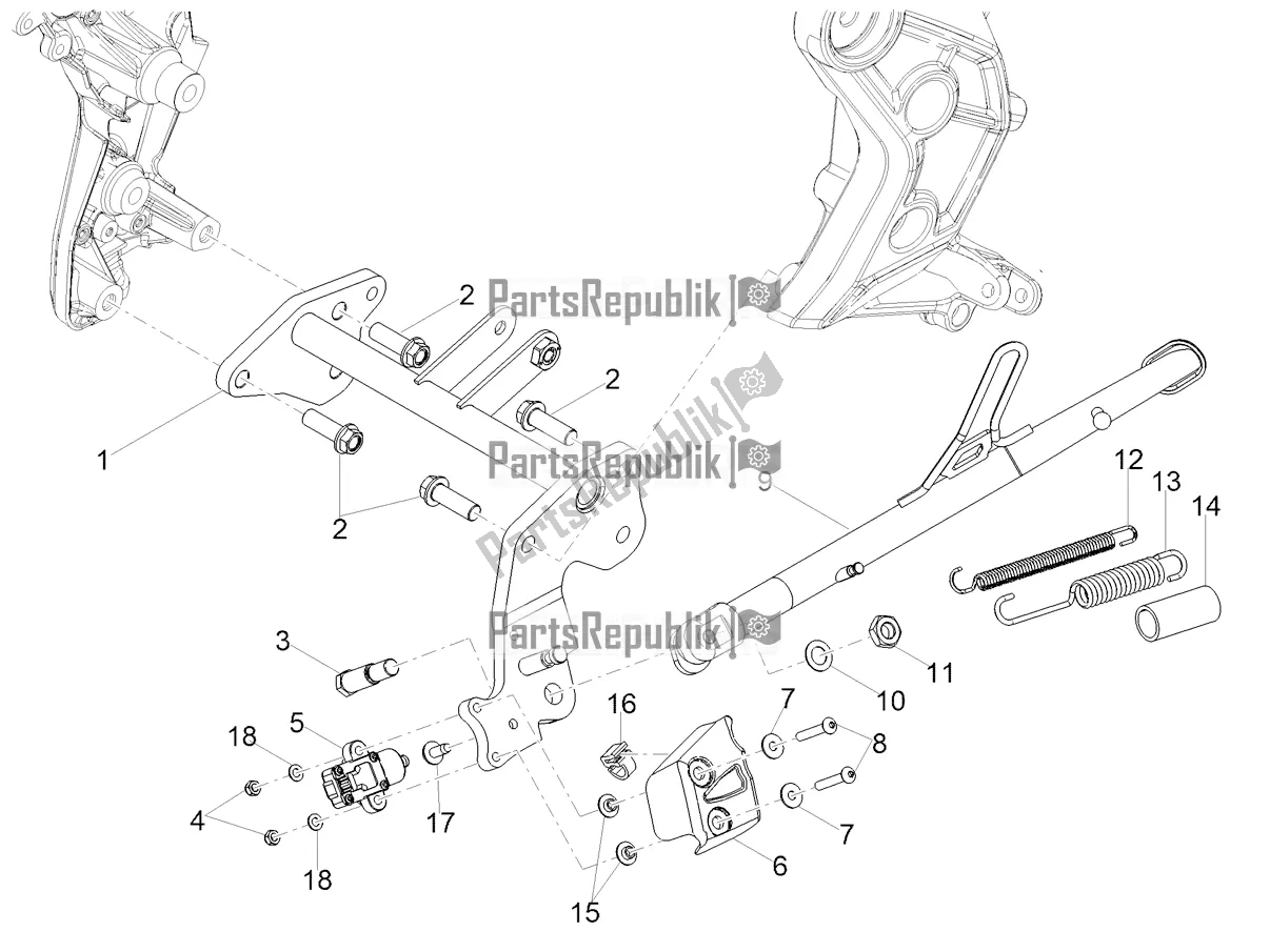 All parts for the Central Stand of the Moto-Guzzi V 85 TT USA 850 2019