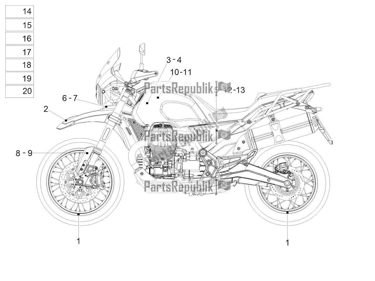 Todas las partes para Etiqueta de Moto-Guzzi V 85 TT USA 850 2019