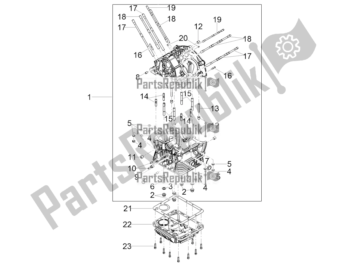 All parts for the Crankcases I of the Moto-Guzzi V 85 TT USA 850 2020