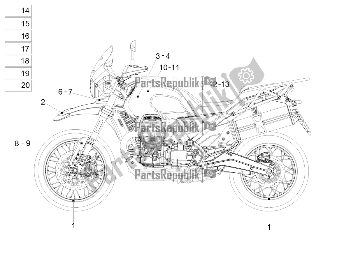 All parts for the Decal of the Moto-Guzzi V 85 TT USA 850 2020