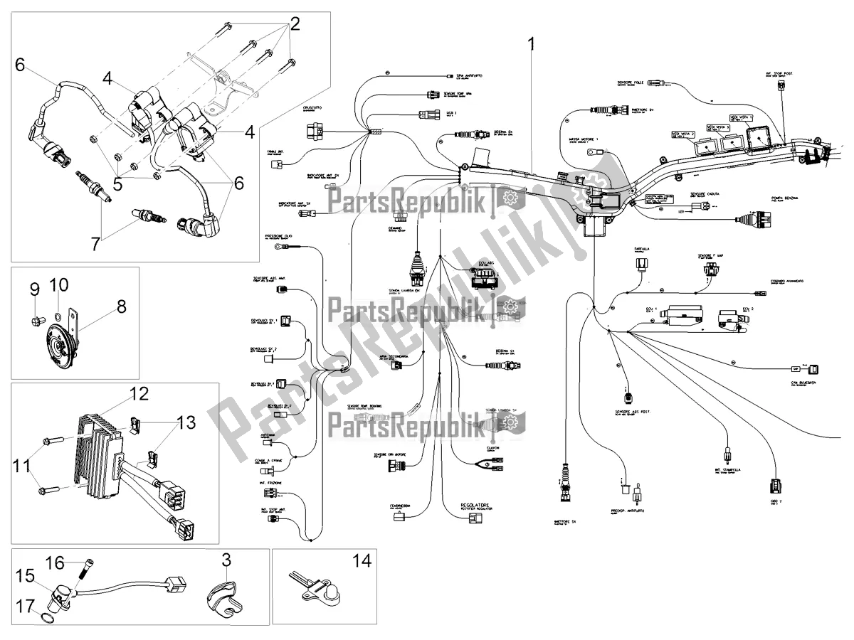 Tutte le parti per il Impianto Elettrico Anteriore del Moto-Guzzi V 85 TT USA 850 2020