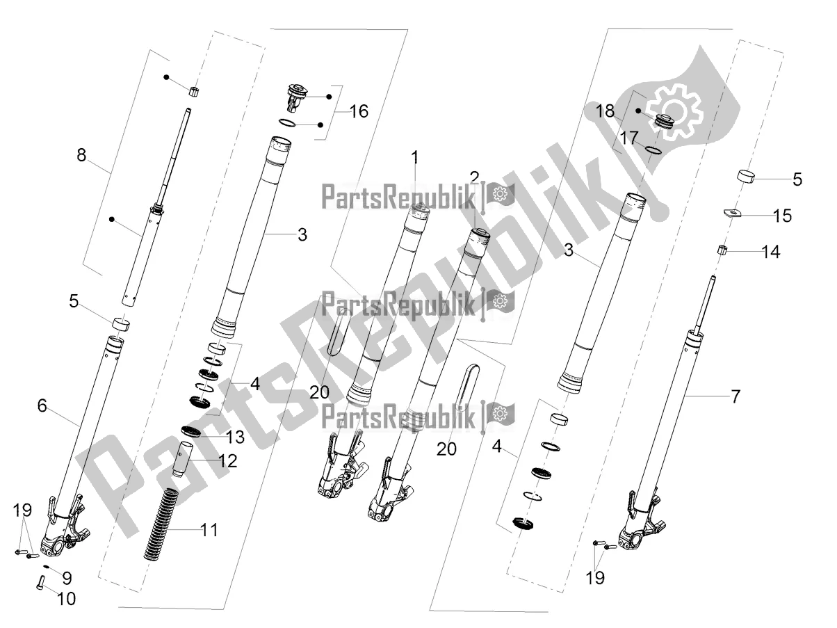 Todas as partes de Garfo Dianteiro Caiaba do Moto-Guzzi V 85 TT USA 850 2020