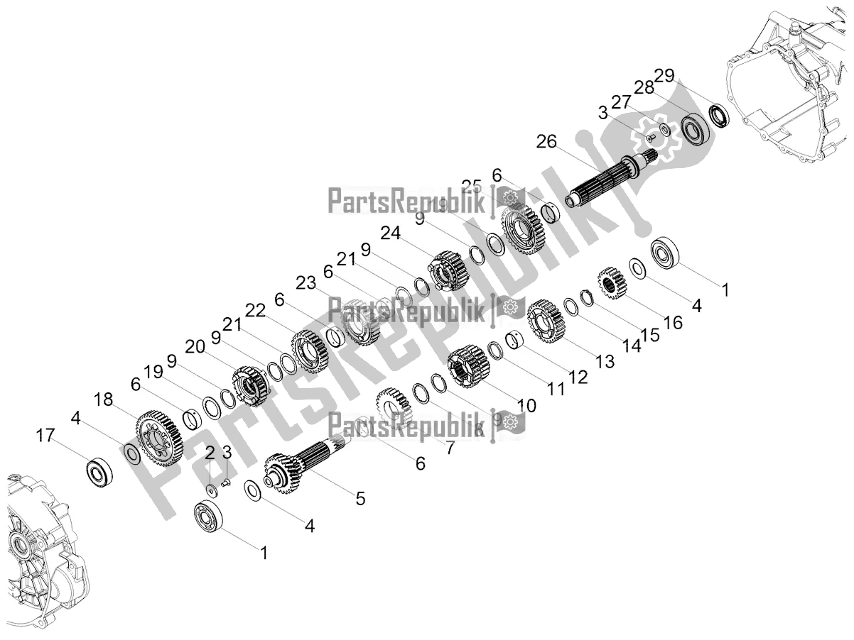 Tutte le parti per il Scatola Ingranaggi - Gruppo Ingranaggi del Moto-Guzzi V 85 TT USA 850 2020