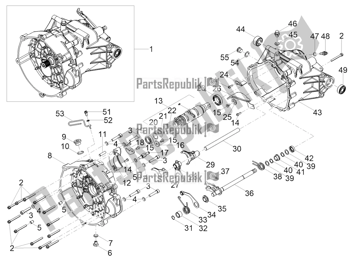 All parts for the Gear Box / Selector / Shift Cam of the Moto-Guzzi V 85 TT USA 850 2020