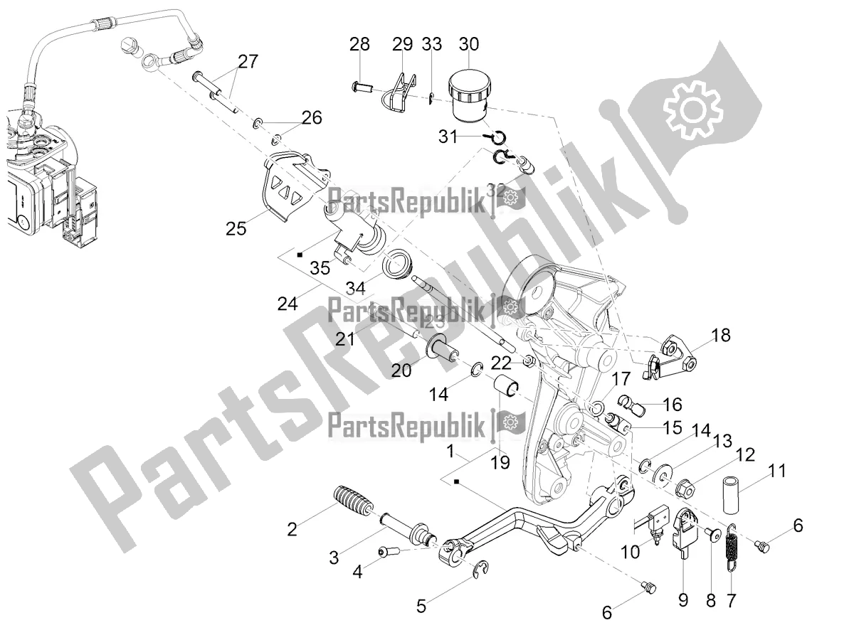 Todas as partes de Cilindro Mestre Traseiro do Moto-Guzzi V 85 TT USA 850 2020