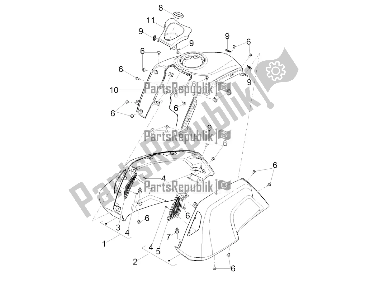 Todas as partes de Tampa Do Tanque do Moto-Guzzi V 85 TT USA 850 2020