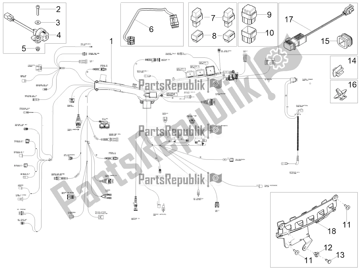 Tutte le parti per il Impianto Elettrico Centrale del Moto-Guzzi V 85 TT USA 850 2021