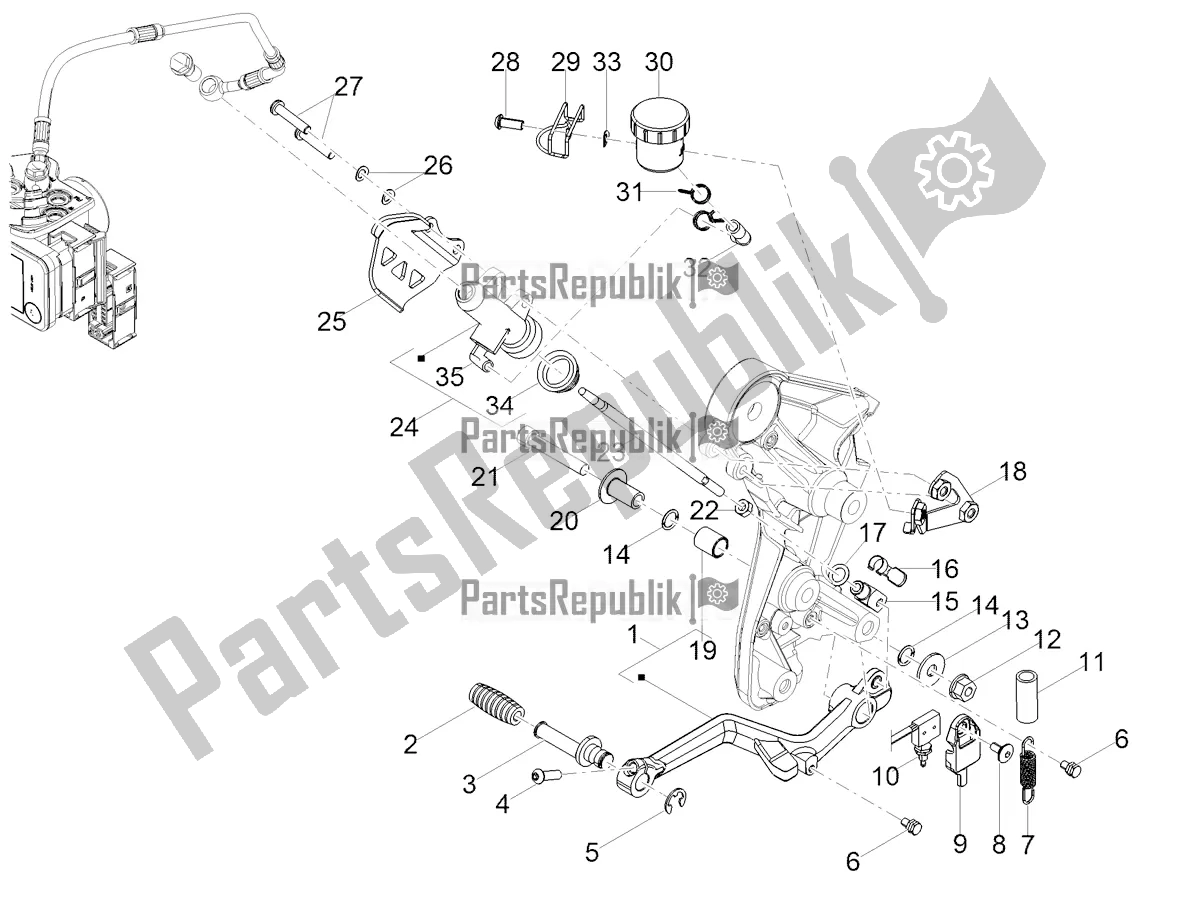 Toutes les pièces pour le Maître-cylindre Arrière du Moto-Guzzi V 85 TT USA 850 2021