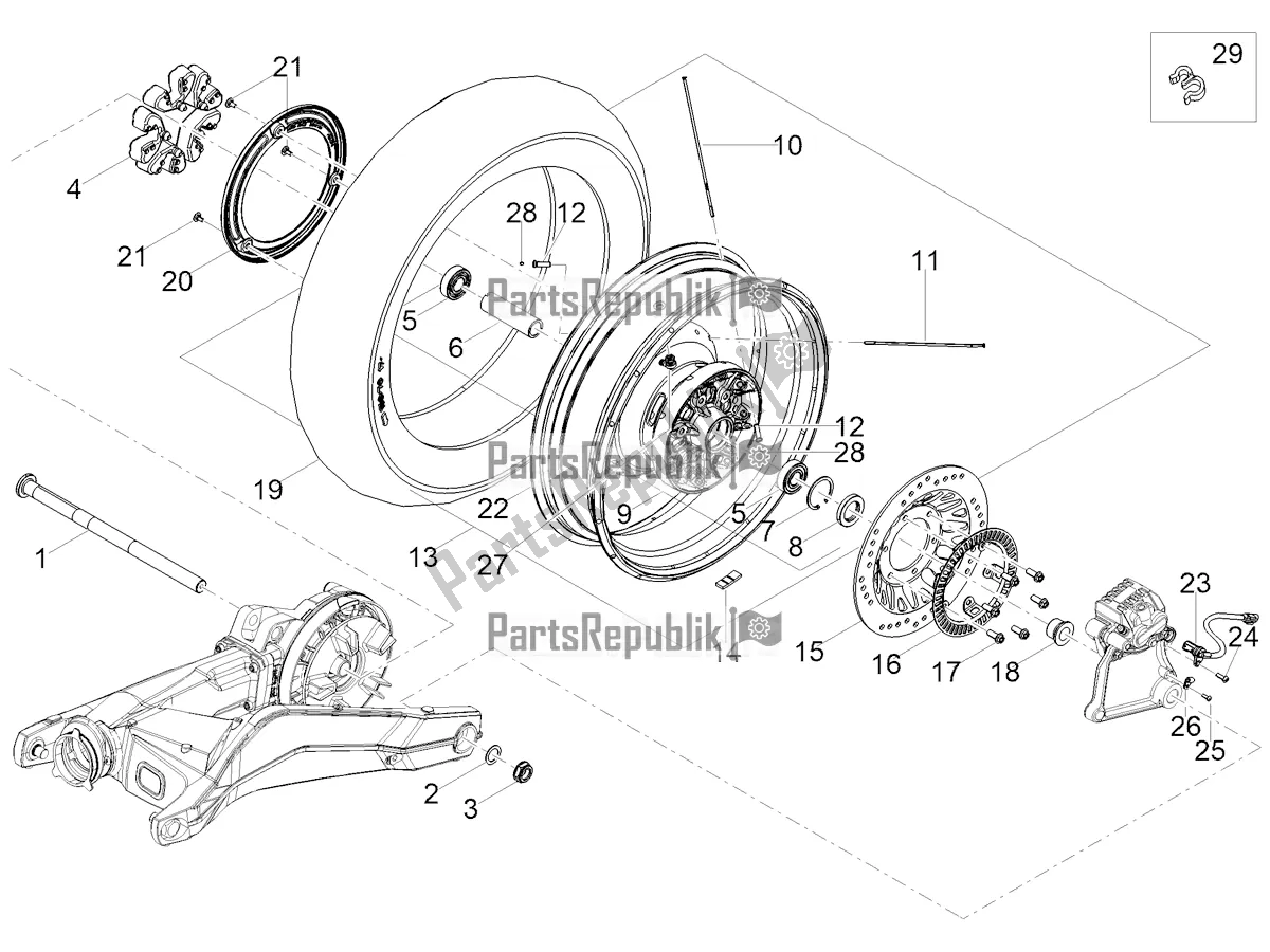 Toutes les pièces pour le Roue Arrière du Moto-Guzzi V 85 TT USA 850 2021