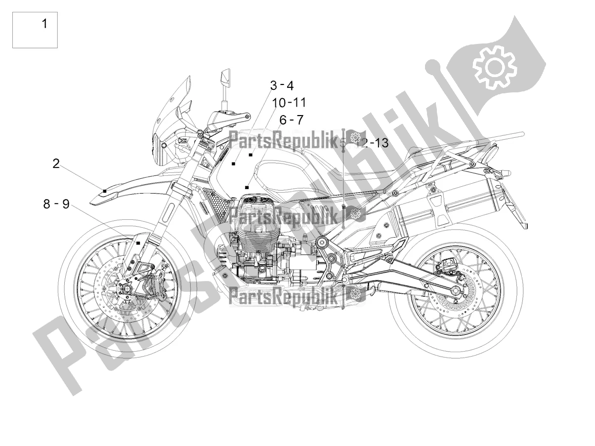 Tutte le parti per il Decalcomania del Moto-Guzzi V 85 TT USA 850 2022