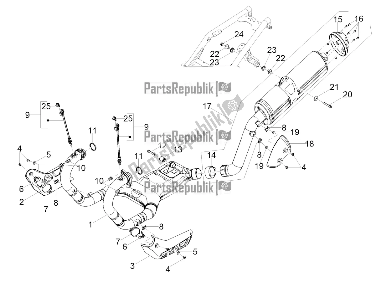 Toutes les pièces pour le Tuyau D'échappement du Moto-Guzzi V 85 TT USA 850 2022