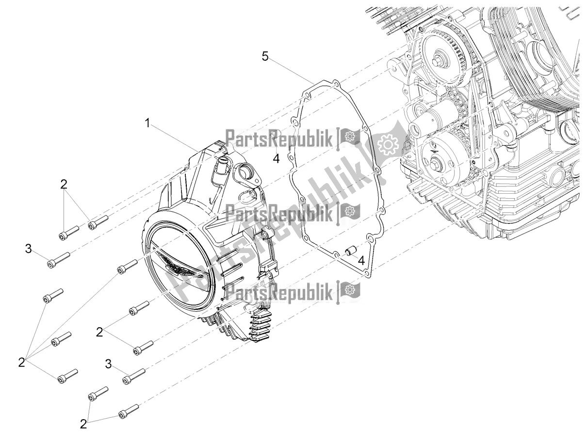 Alle onderdelen voor de Vliegwielkap van de Moto-Guzzi V 85 TT USA 850 2022