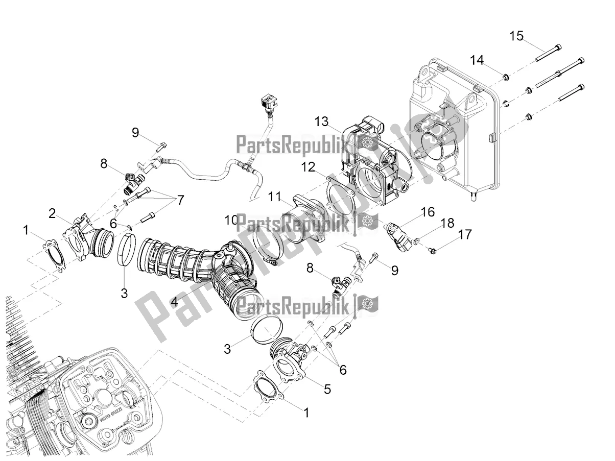 Alle onderdelen voor de Gasklephuis van de Moto-Guzzi V 85 TT USA 850 2022